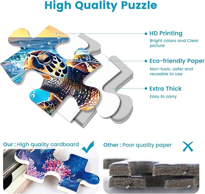 2 Pack Puzzles for Adults 1000 Pieces-Sea Turtle & Dolphins Difficult Jigsaw Puzzles for Adults,Hard Jigsaw Puzzle Decorations DIY Leisure Game Toy Suitable Family Friends(27.5x20 inches)