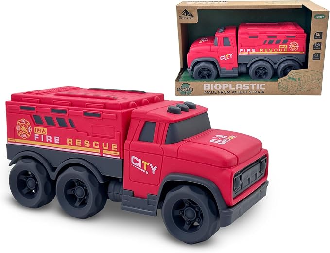 Aigitoy Toddler Car Toys for 1-3 Year Old, Red Fire Rescue Truck, BPA Free, Phthalates Free, PVC, Recycled Plastic, Construction Truck, Kids Outdoor Toys, Christmas Birthday Gifts for Boys Girls