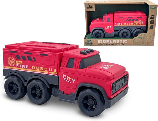 Aigitoy Toddler Car Toys for 1-3 Year Old, Red Fire Rescue Truck, BPA Free, Phthalates Free, PVC, Recycled Plastic, Construction Truck, Kids Outdoor Toys, Christmas Birthday Gifts for Boys Girls
