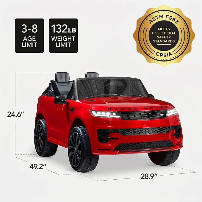 Best Choice Products 24V 2-Seater Licensed Range Rover Sport Electric Ride On Car for Kids with Parental Remote Control, 132 lb Weight Capacity - Red