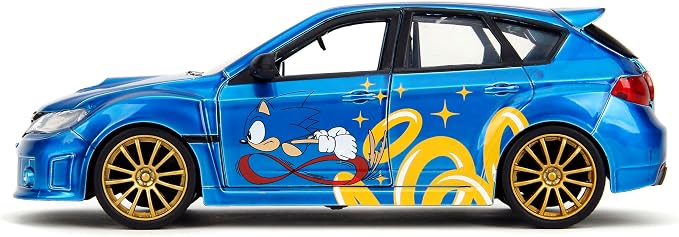Jada Sonic The Hedgehog 1:24 2012 Subaru Impreza WRX STI Die-cast Car & Sonic Figure, Toys for Kids and Adults