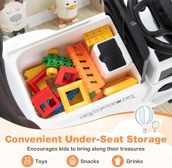 Costzon Ride On Push Car for Toddlers, 3-in-1 Ford Licensed Sliding Car w/Handle, Guardrail, Horn, Engine Sound, LED Lights, Under Seat Storage, Foot-to-Floor Kids Ride On Toys for Boys Girls (White)