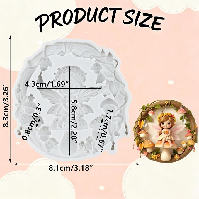Flower Fairy Polymer Clay Molds Elf Girl Mushroom Garland Silicone Mold for Epoxy Resin Casting DIY Crafts Air Dry Polymer Crafts Supplies Clay Tools