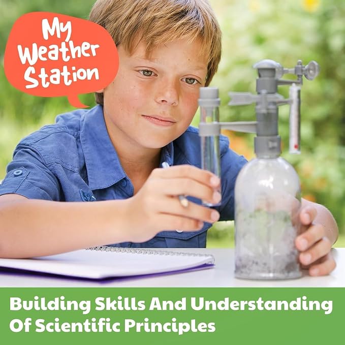 4M: Green Science - Weather Station - DIY Mini Observatory Kit, Observe & Record Wind-Rain-Temperature, Create A Terrarium in A Bottle, STEAM, Kids 5+