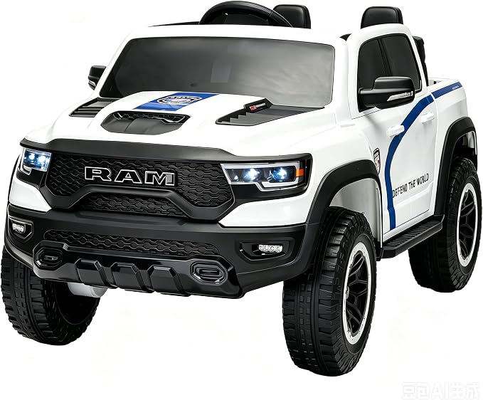 FINITO 4WD Kids 24V 4x4 Kids Ride On 2 Seater Police Truck, Remote Control Ride On Toy Car, Kids' Electric Ride On Truck, Kids' Side by Side Truck for Children Ages 3+, Powered Cars for Kids