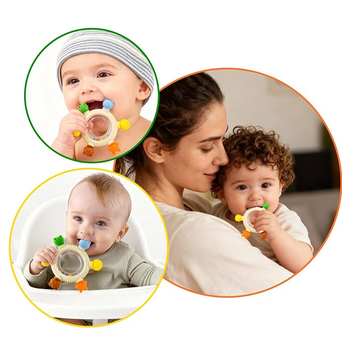 Baby Teething Toys for 0-6 6-12 Months, Silicone Baby Teether, Freezer Safe Sensory Teething Toy, Easy Grip Infant Chew Toy for Sore Gum Relief, BPA-Free