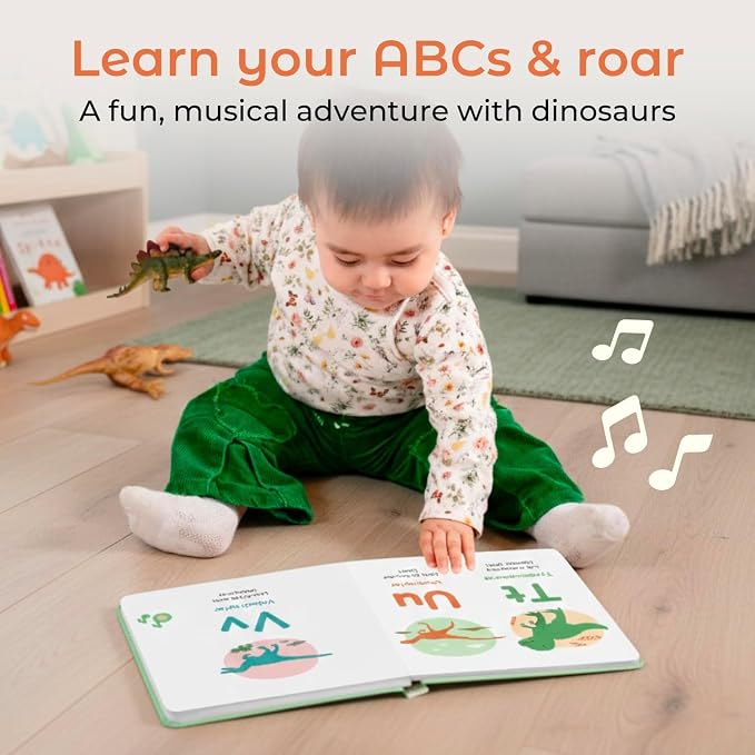 Cali's Books Dinosaur Alphabet Book Toddlers 1-3 - Dino ABC, Headphone Jack, Musical Books Kids, Interactive Talking Baby Toddler Sound Book, Educational Song Learning Toys Singing Music Toy Babies