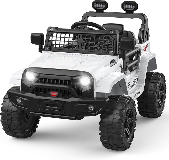 GarveeLife 12V Kids Electric Ride On Truck Car w/Parent Remote Control, Spring Suspension, LED Lights & AUX Port | Outdoor Ride Toy for Boys Girls