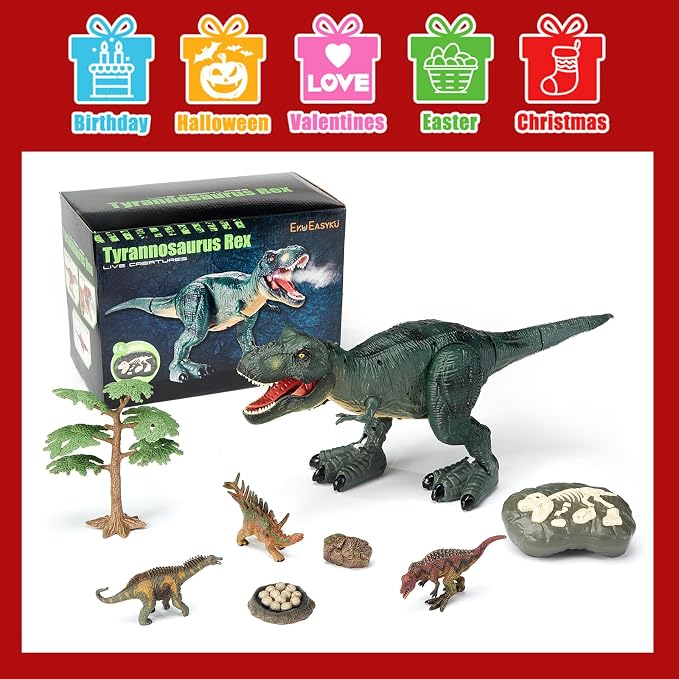 21inches Large Remote Control Dinosaur Toys Sound, Light, Roaring, Mist Spray, Realistic Walking T-Rex RC Tyrannosaurus Dinosaur Toys for Kids Boys Girls 3-10 Years Old
