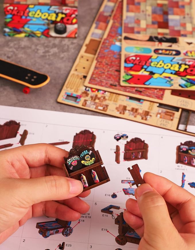 Miniature Book Nook Kit Cyberpunk Street Graffiti Skateboard DIY 3D Wooden Booknook for Adults and Book Lovers Bookshelf Insert Decor Creative Gift for Family Friends and Elderly