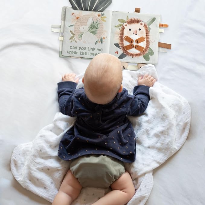 Soft Baby Book with Touch and Feel Pages - Cute Sensory Book for Babies 0-6, 6-12 & 12-18 Months with Mirror & Crinkle Paper - The Perfect Busy Book Toy for Baby Showers Or as a Newborn / Infant Gift