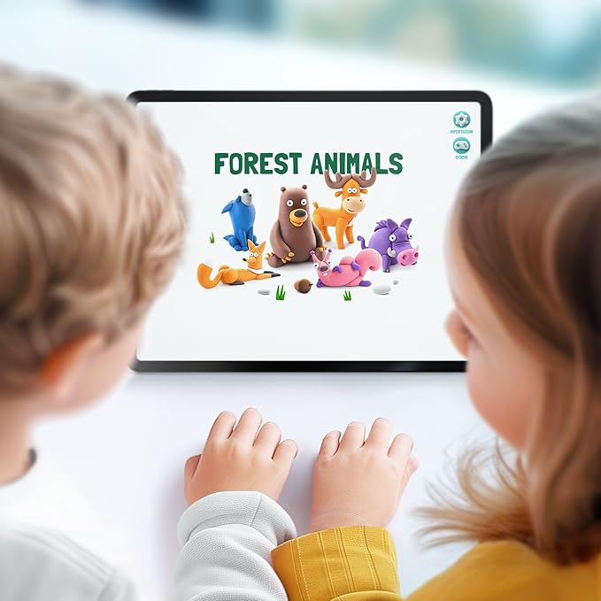 HEY CLAY Forest Animals - Claymate Bear - Air Dry Clay Kit 3 cans and Sculpting Tools with Fun Interactive Instructions App