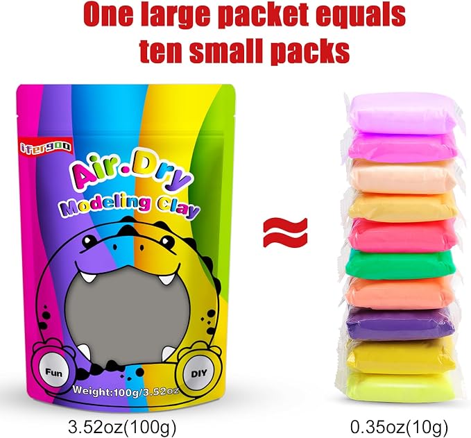 ifergoo Gray Air Dry Clay, DIY Creative Modeling Clay for Kids, Super Light Magic Foam Clay for Kids Age 3-12, Soft, No-Sticky & Non-Toxic, Molding Clay for School Art & Craft Project(Gray 100g/3.5oz)
