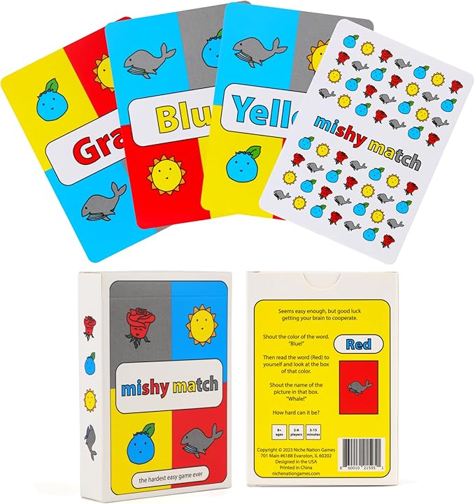 Mishy Match Award-Winning Card Game for Adults & Teens - Hilarious Brain-Melting Party Game - Fun Brain Teaser Games - Mensa Games - Funny Card Games - Fun Brain Puzzle Card Games