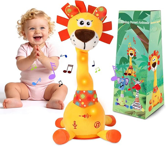 LUKETURE Dancing Talking Lion Plush, Interactive Stuffed Animal Toy, Musical Plush with Record & Repeat, Sings 10 Songs, LED Lights