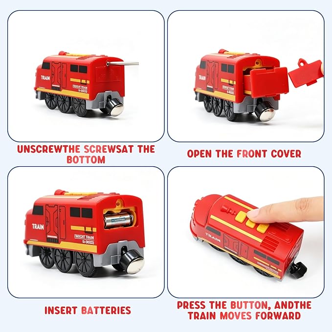 Wdmiya Train Sets for Toddlers, 128 Pcs Trains Toy with Battery Operated & Tracks (Magnetic Connection), Compatible with Thomas, Brio, Christmas Toy Gifts for 3 4 5 6 7 8 Years Old (Forest)