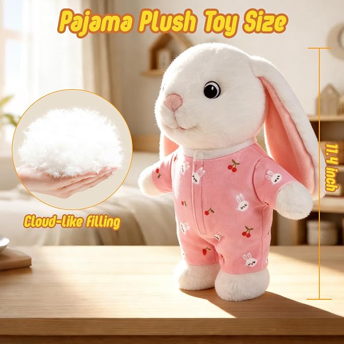 Plushies Stuffed Animal with Clothes Dress up Costume Soft Bedtime Toy 12 Inch Doll Outfit for Kids Toddler Boy Toys Funny Room Decor Washable Cuddle Pillow Green Animal Plush Rabbit Bunny