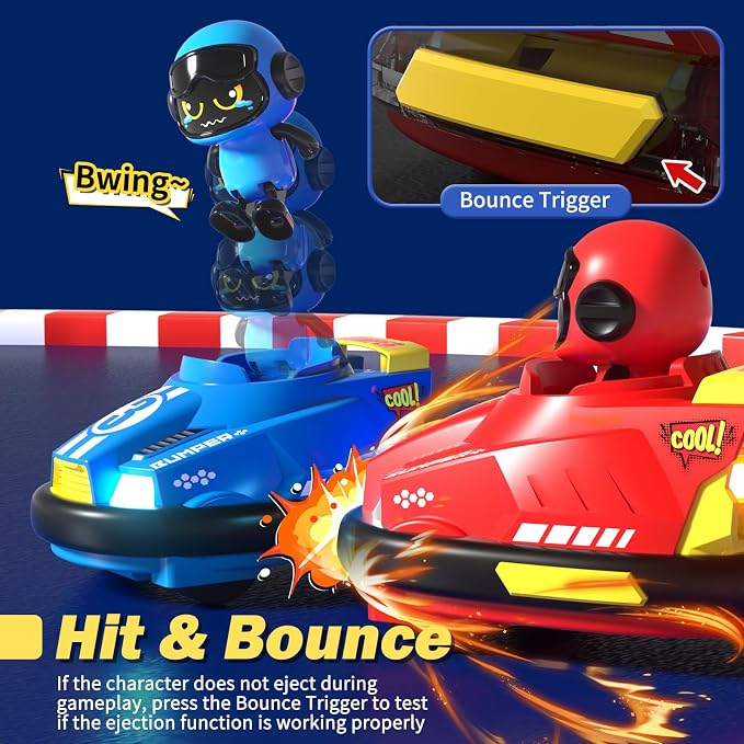 bessome Cute Cartoon Remote Control Bumper Car Toy Set of 2 Players Football Games|Toddlers Mini RC Car Toys with Light & Sound & 360°Rotating|Christmas Birthday Gifts for 3 4 5 Year Old Boys Girls