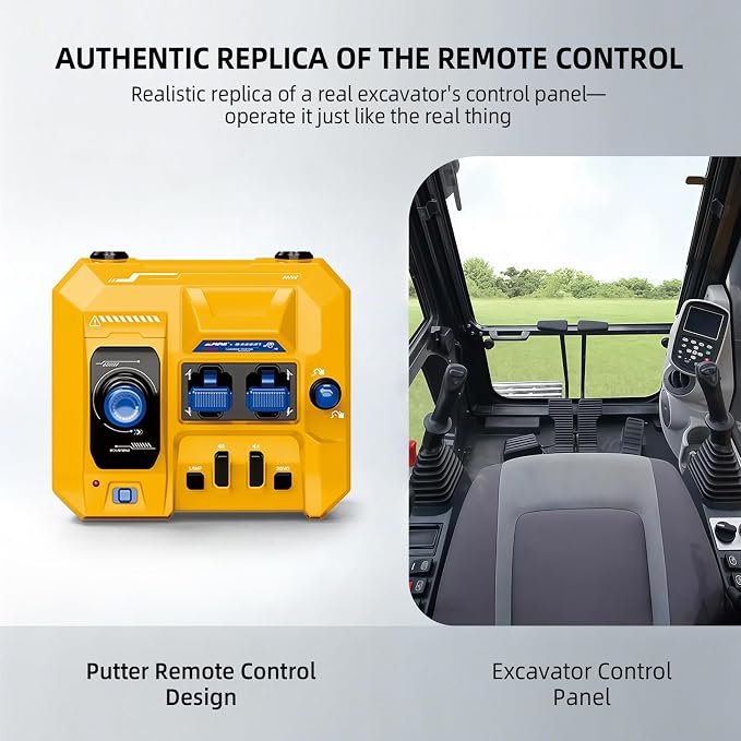 BRRRRT 3-in-1 Remote Control Excavator,14IN RC Excavator with Drill Bit, Grab Bucket & Digging Hook, JCB Official Licensed14-Channel Construction Vehicles with Lights & Sounds for Kids Ages 3+