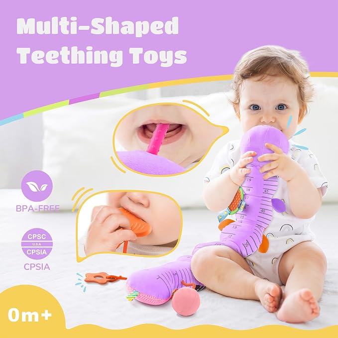 AWOTOY Baby Toys 6-12 Months Music Caterpillar Infant Toys Stuffed Animals | 0-3-6 Months Sensory Toys Tummy Time Teething Toys with Mirror Pull String Rattle for Newborn Boy Girl Shower Birthday Gifts