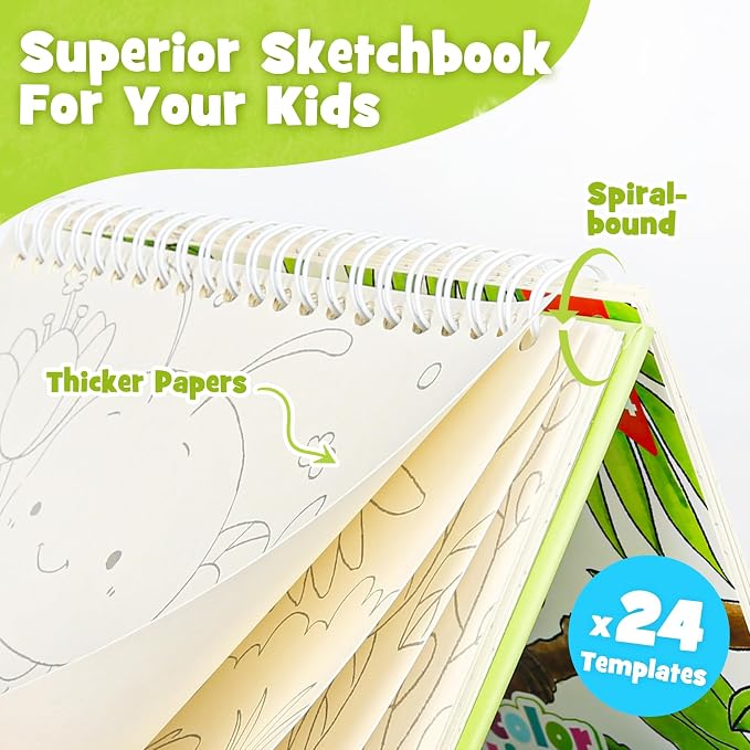JCREN Paint with Water Books for Kids, Watercolor Coloring Book Mess Free Watercolor Painting Set, Arts and Crafts Water Color Paint Kit Birthday Gifts for Kids Toddlers 3-5 Boys Girls(Animal)