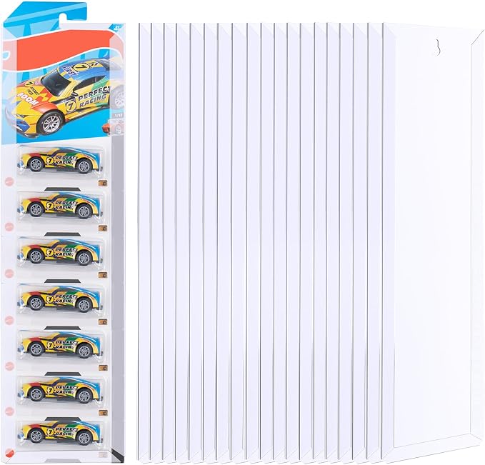 20 PCS Model Car Display Case Wall Mount 4.4" Wx16.7 H, Diecast Blister Packed Toy Car Organizer Holds Up to 140 Cars, Compatible with Packaged Cars Display Shelf Rack Wall Storage