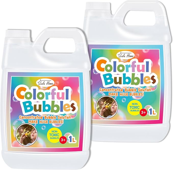 Lulu Home 2 Packs Bubble Concentrated Solution, Each 1 L/ 33.8 OZ Bubble Refill Solution for Kids Bubble Machine, Giant Bubble Wand, Bubble Blower Toys, Birthday Party Favors (White Bottle)