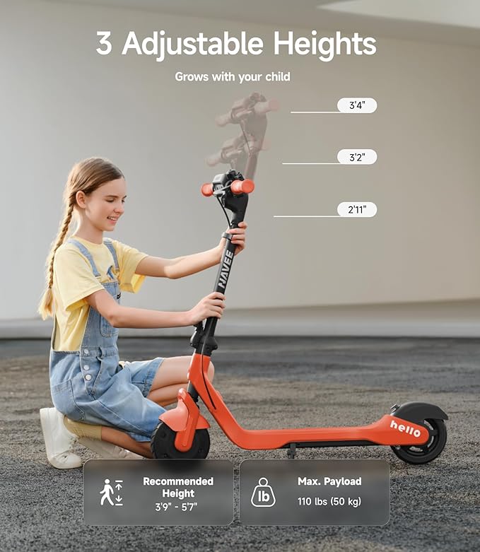 NAVEE K100 Series Electric Scooter for Kids 5-11, Adjustable Handlebar/Speed, Digital Pet, 12.4/9.9/7.5 mph, Safe Brake, Foldable, RGB Lights, Smart APP, Growing Adventurer Gift for Boys Girls, UL2272