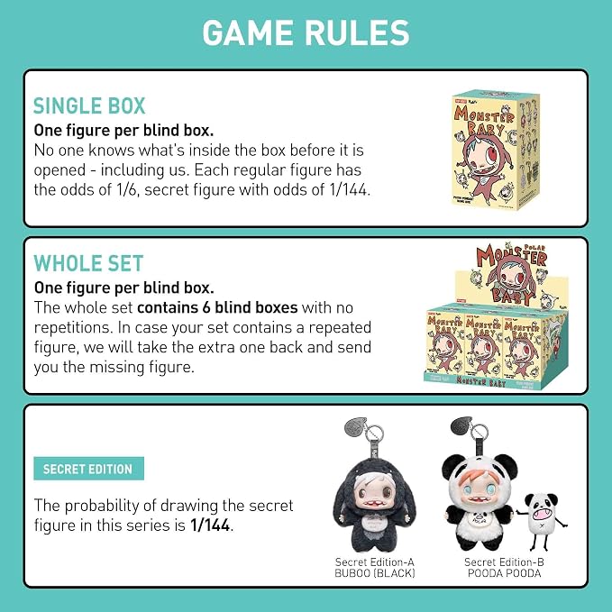 POP MART POLAR-Monster Baby Collection Series Plush Pendant Ver.1 Blind Box, Collectible Toys Decorations, Holiday Birthday Gifts for Girls and Boys, Single Box