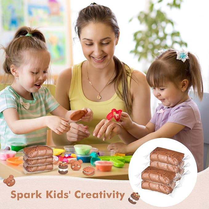 WinnerWhy 72 Pcs 38oz Air Dry Clay Modeling Magic Ultra Light Modeling Clay for Kids DIY for Sculpting Air Dry School Gift(Light Brown)
