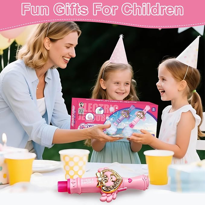 Aooess Fog Bubble Machine for Kids 3+, Mist Bubble Wand with LED Lights and Music, USB Rechargeable Bubble Toy, Complete Kit with Gloves & Bubble Solution, Indoor Outdoor Party Favors for Boys Girls