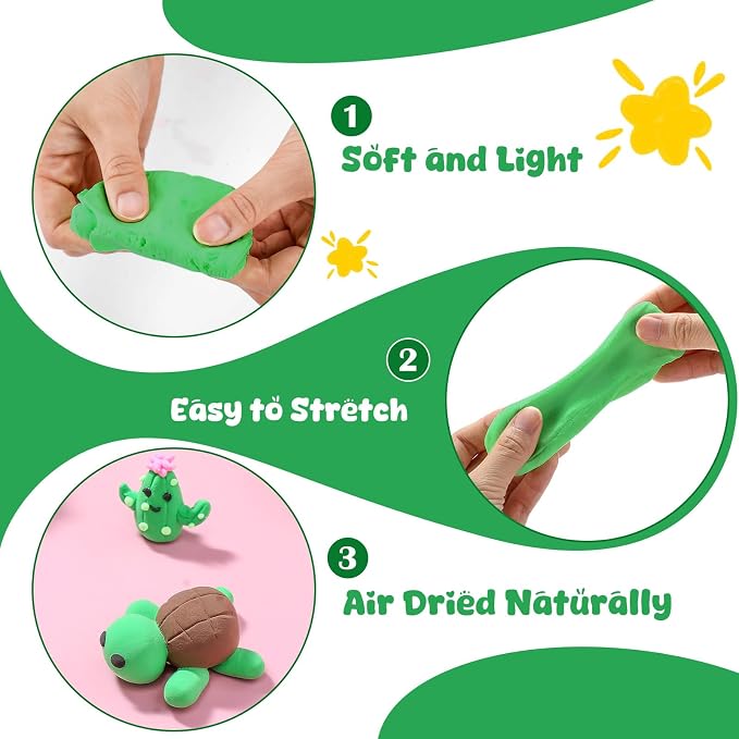 VioraWhite 72 Pcs 38oz Air Dry Clay Bulk Modeling Magic Ultra Lightweight Foam Modeling Clay for Kids Adults DIY Gifts Party Arts Crafts and School Project Supplies(Emerald Green)