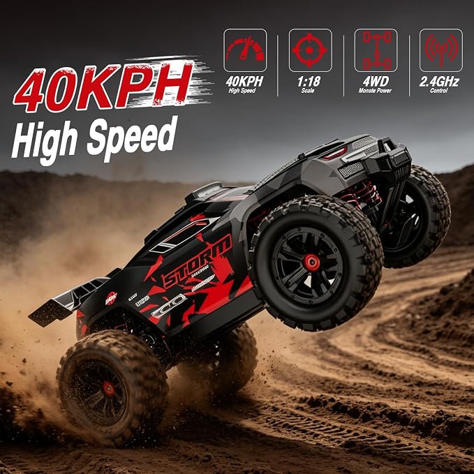 KGF 1:18 Scale All Terrain RC Cars for Adults, 2.4GHz 40KPH High Speed Remote Control Car, 4WD Off Road Monster Truck 4X4 Fast Drift Wheel RC Truck with 2 Rechargeable Batteries