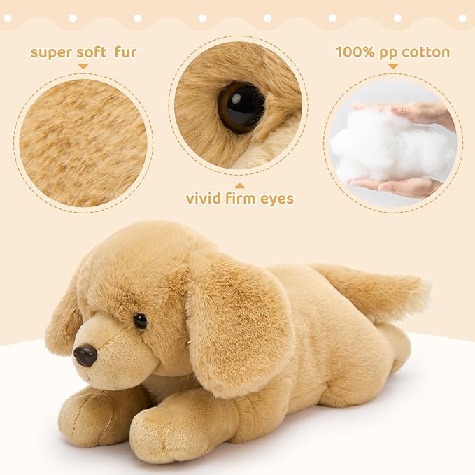 MaoGoLan 4pcs Golden Retriever Stuffed Animal with Babies Inside - 18" Mommy Dog Stuffed Animal with 3 Puppy Plushies, Soft Cute Stuffed Dog Plush Toys for Kids Girls Boys Birthday