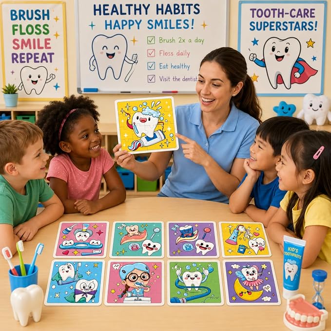 Cinrobiye 24 Pack Tooth Fairy Coloring Puzzle Set, DIY Lost Tooth Activity Gift Set for Party Favors, Classroom Rewards, Dental Celebration and School Events