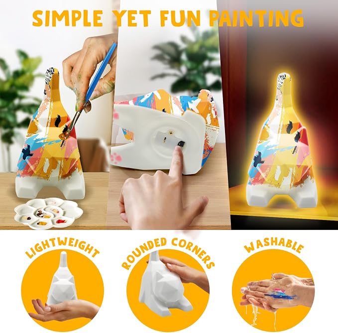 Goody King Paint Your Own Lie Cat Lamp Kit, DIY Cat Crafts Night Light, Arts & Crafts for Kids Ages 8-12, Painting Kit for Girls Boys Age 4 5 6 7 8+, Cat Birthday Gift for Kids Ages 3 4 5 6 7 8+