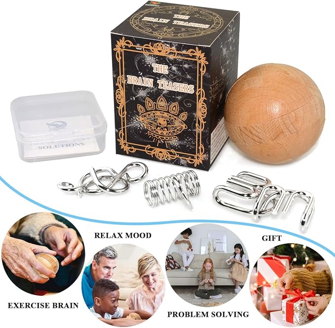 KINGOU Wooden Puzzle Magic Ball Brain Teasers Toy Intelligence Game Sphere Puzzles for Adults/Kids