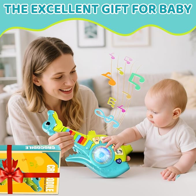 Marstone Toddler Toys for 1 2 Year Old Boy Gift: Baby Musical Toys 12-18 Months, Educational Learning Piano Guitar for Baby 1-3 with Animals and Sounds, 1st First Birthday Gifts for Kids, Girls