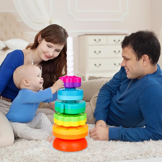 BYFWH Spinning Stacking Toys for Babies 12+ Month Ring Stacker Stacking for Toddlers 1-3 Montessori Toys,Educational Learning Sensory Toy for Kids Easter Christmas Birthday Present for Baby