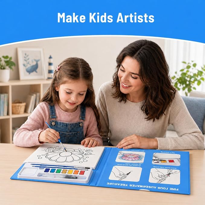 Underwater Treasure Water Coloring Book for Kids, DIY Paint with Water Kits, Fast-Drying & Washable, Multicolor Fun for Creative Minds, Perfect Educational Gift for Toddlers