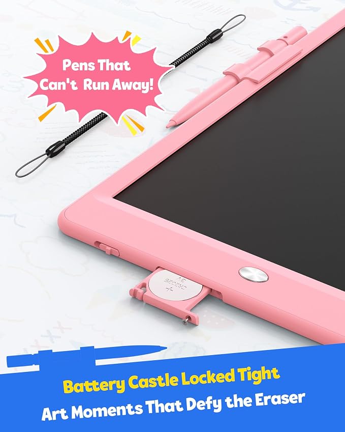 TEKFUN LCD Writing Tablet for Kids, 10-inch Coloring Drawing Pad, Mess Free Doodle Board, Christmas Gifts for Girls and Toddlers, Toys for 3 4 5 6 7 8 Year Old Boys (Pink) (Pack of 2)