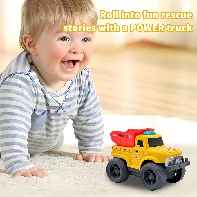 Aigitoy Toddler Car Toys for Boy Girl 1-3 Year Old, Yellow Power Truck, BPA Free, Phthalates Free, PVC, Recycled Plastic, Toddlers Toy for Fine Motor Skills, for Boys Girls