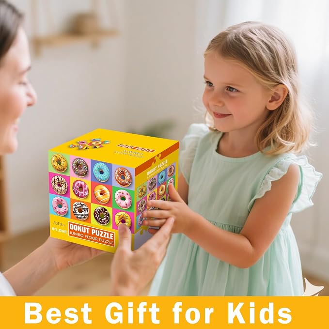 Jumbo Floor Puzzle for Kids,48 Piece Colorful Donuts Jigsaw Puzzles,Learning Educational Toys for Toddlers Ages 3-5,Children Gift for Boy Girl Ages 4-8