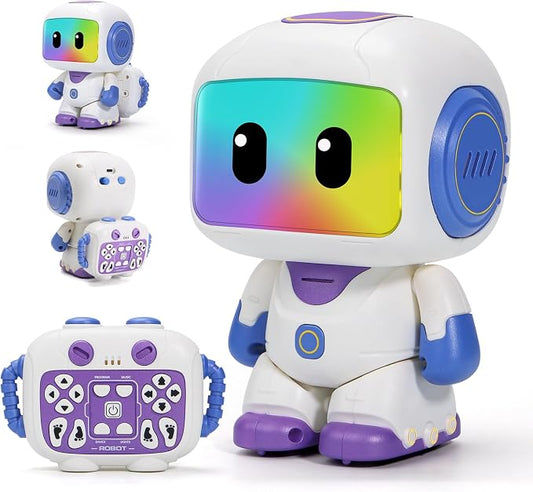 GILOBABY Programmable RC Robot Toy for Kids, Rechargeable STEM Astronaut w/LED Face, Playback Mode, Dancing, Remote Jetpack, Gift for 4 5 6 7 8 Year Old Boys Girls（Purple）