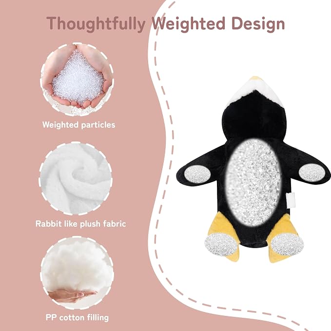 Niuniu Daddy Penguin Weighted Stuffed Animals for Kids & Adults, 20" | 3.3lb Large Weighted Plushies Pillow for Sleeping and Calming, Cute Lying Plush Toy Huggable Gift for Everyday Comfort
