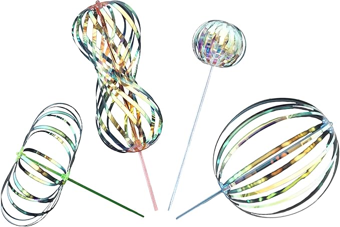 Rainbow Twirler Stick 4 Pack, Bubble Wand Party Favor, Spin & Twirl