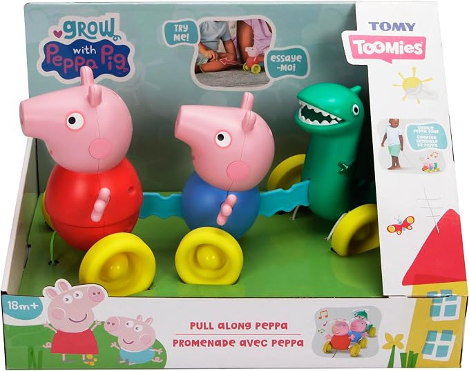 Toomies Grow with Peppa Pig - Pull Along Peppa - Peppa Pig Musical Walking & Crawling Baby Toy with Wheels - Baby Musical Toys with Wibble Wobble Action - 18 Months & Up (E73527)