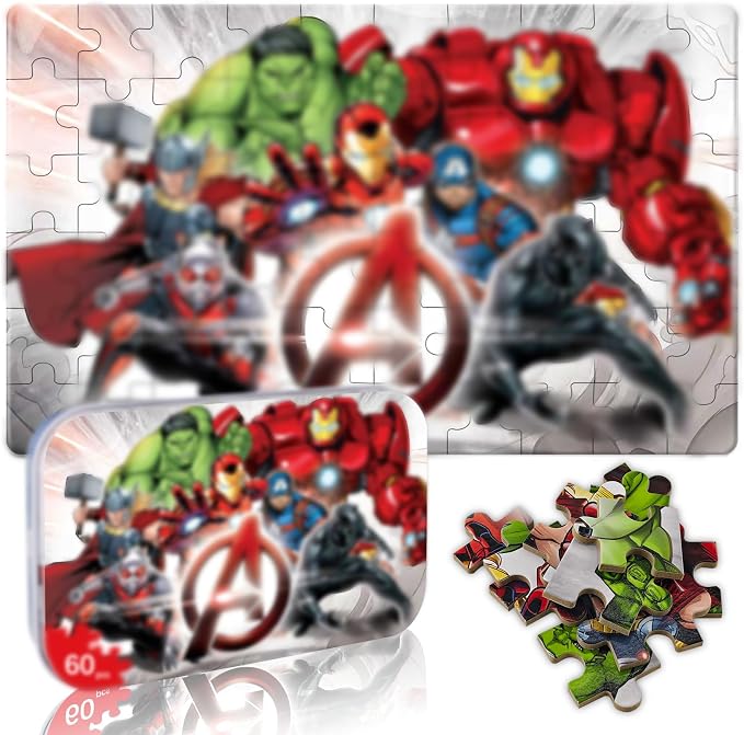 60 Pieces Puzzles for Kids Ages 3-8, Jigsaw Puzzles in Metal Box, Educational Learning Toys, Children Jigsaw Puzzles Kids Puzzles Games for Girls and Boys