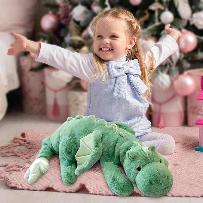 Pterosaur Stuffed Animal with Wings - Cute Soft Dinosaurs Plush Toys Little Flying Dragon Plushies Pillow Doll Christmas Birthday Gifts for Kids Boys Girls (Green,59.05inch/150cm)