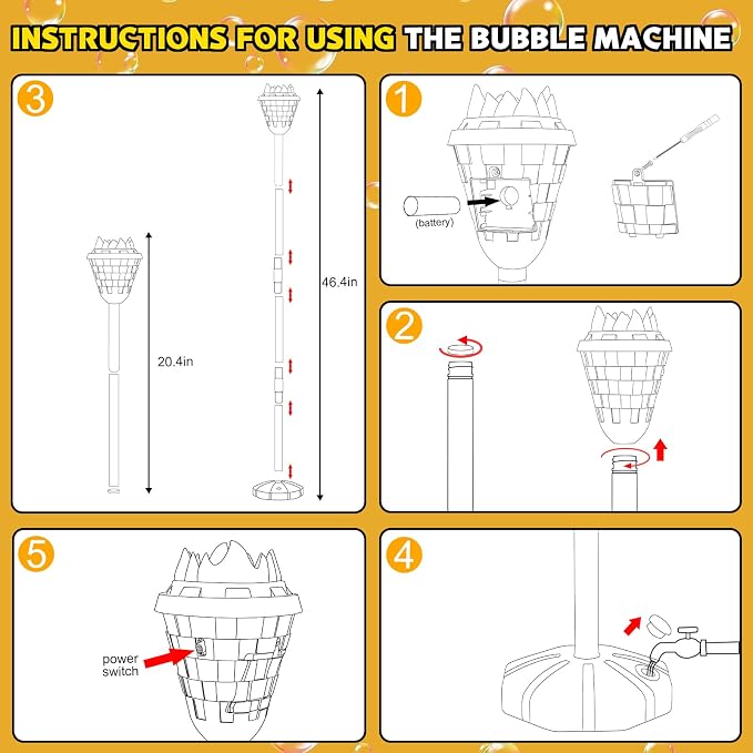 Bubble Machine for Kids, Garden Lamp Bubble Toy with Colorful Lighting and Music for Toddlers, Rechargable Bubbles Blower Maker Outdoor Toys for Halloween Birthday Christmas Party